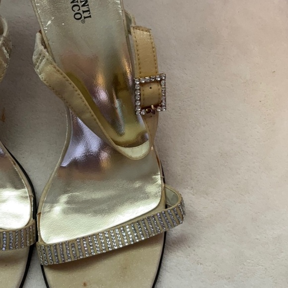 Valenti Franco Gold Heels with Rhinestone Embellishments - Picture 3 of 12